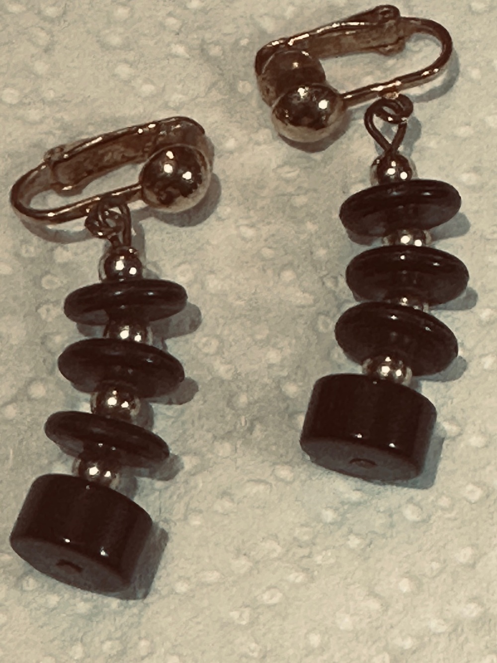 Gold-Tone Clip-On Earrings with Black Bead Drops